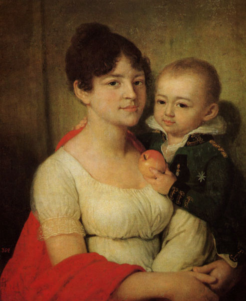 художник Боровиковский Портрет неизвестной с ребенком