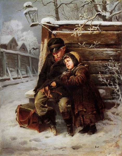 Константин Маковский, Маленькие шарманщики у забора зимой