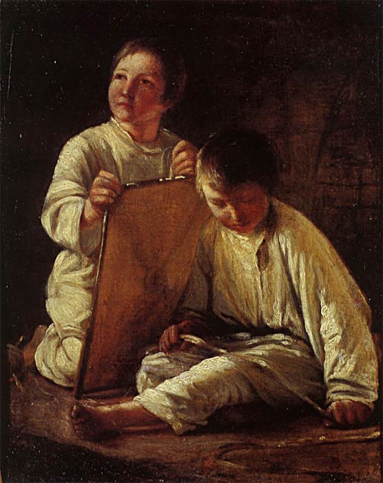 Венецианов картина Два крестьянских мальчика со змеем