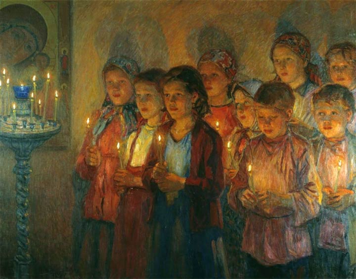 Богданов-Бельский Николай Петрович, картина В церкви