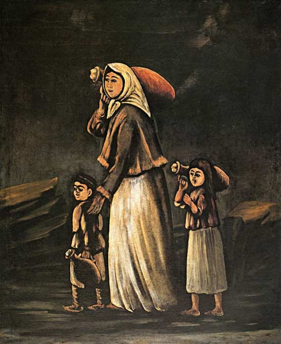 Нико Пиросмани Крестьянка с детьми идет за водой
