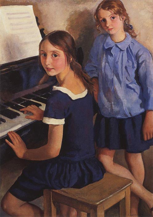 Зинаида Серебрякова картина Девочки у рояля