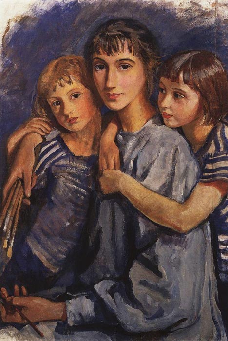художница Серебрякова, Автопортрет с дочерьми
