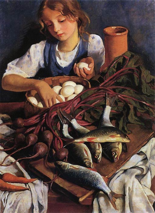 Зинаида Серебрякова, На кухне. Портрет Кати